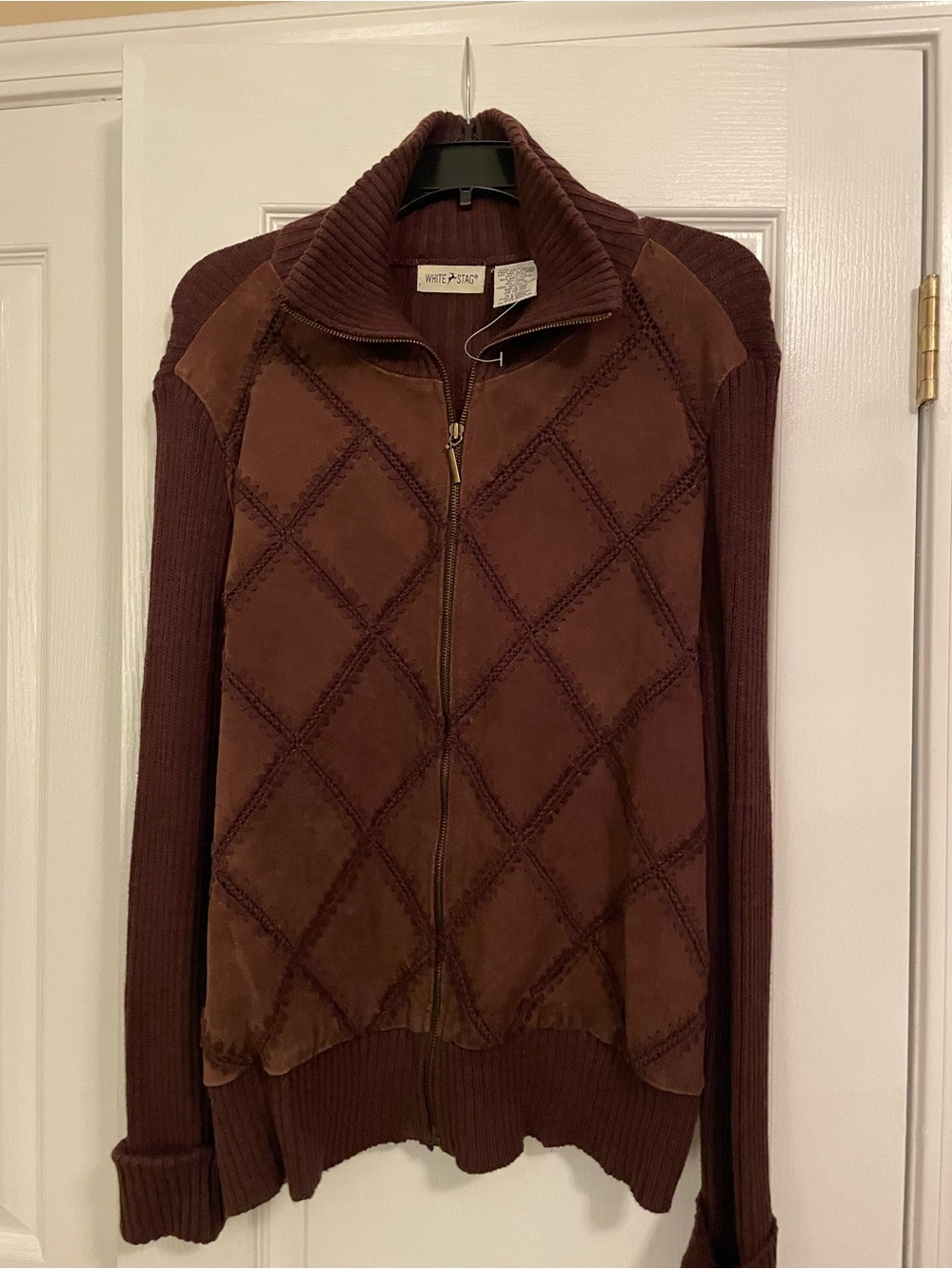 White Stag Women's Chocolate Brown Zip Front Cardigan Sweater